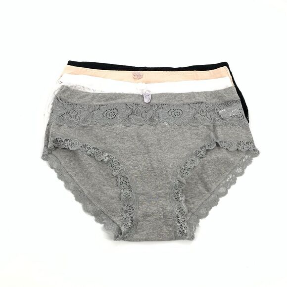 New Pack of 4 Cotton Blend Full Bottom Briefs Underwear XL Womens Nude Black - Picture 7 of 8